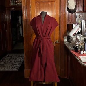 Italian Burgundy/Garnet Wollie Coat Dress - Vanessa with Love handmade